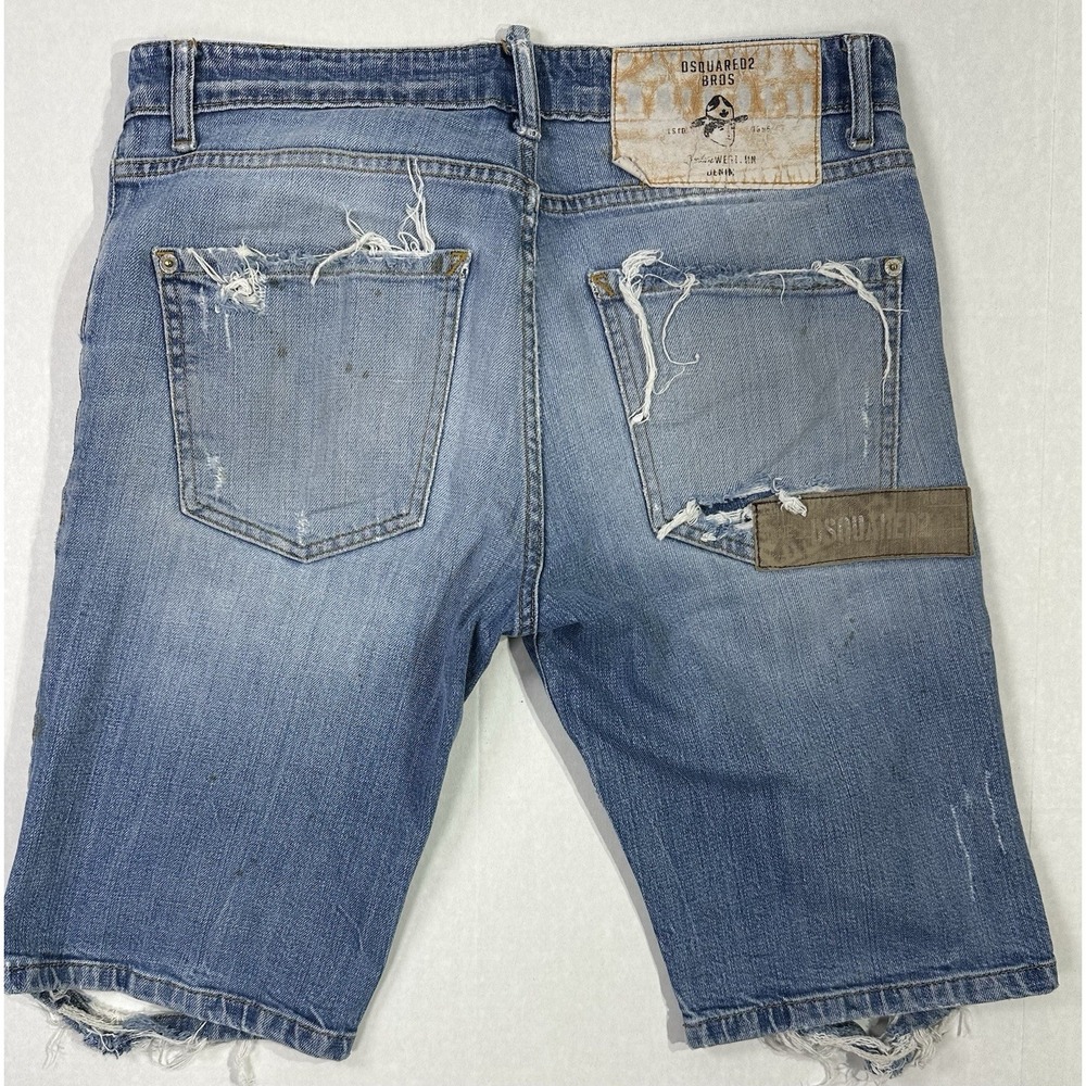 Dsquared2 Distressed Denim Shorts Men's 31 Made in Italy Ripped Jean Cutoff - Picture 2 of 9